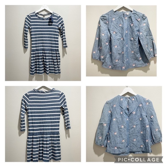 J CREW CREWCUTS Girls Size 14 Clothing Lot Striped Dress & Chambray Unicorn Top - Picture 1 of 13